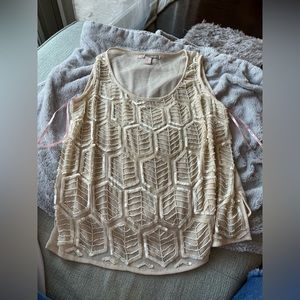 Forever 21 tan beaded embellished tank sleeveless top medium